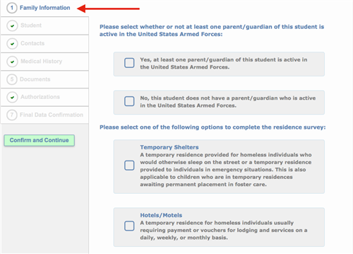 Family Information Tab 
