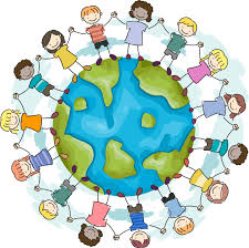 Children holding hands around the world 
