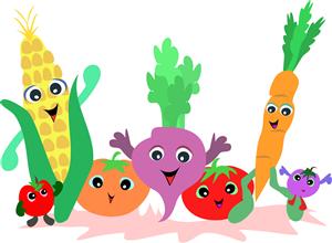 photo of strawberry, corn, persimion, turnip, tomato, carrot and grape dancing