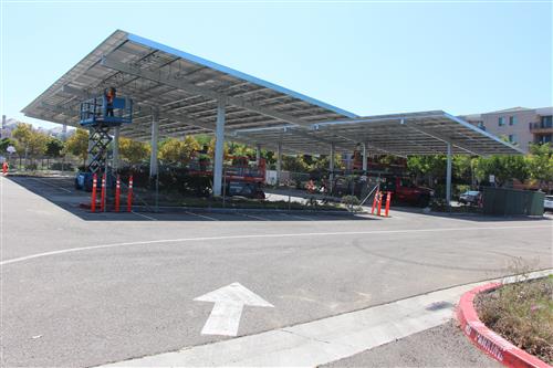 Solar panels under continued construction at Solana Pacific 