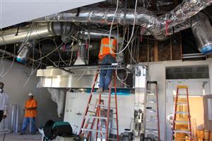 Rough in work at kitchen ceiling 