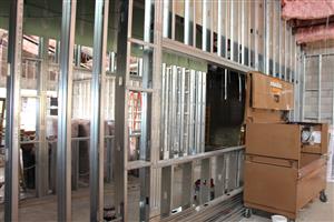 Interior walls framed with metal studs 