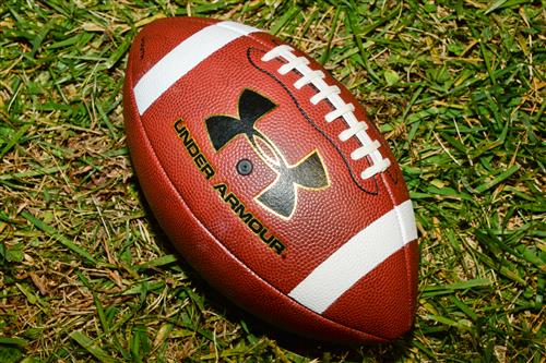 Football laying in grass 