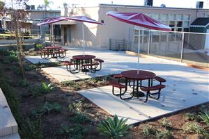 Patio tables with umbrellas 