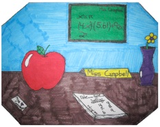 student hand drawn picture of Ms. Campbell's desk