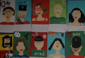 a picture of student art hanging on the wall