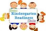 Cartoon kids holding a sign for Basic Kindergarten Readiness Skills